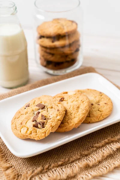 Cookies Chocolate Chips Wood Background — Stock Photo, Image