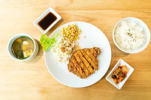 Chuleta Frita Cerdo Tonkatsu Set Comida Japonesa Estilo — Foto de Stock