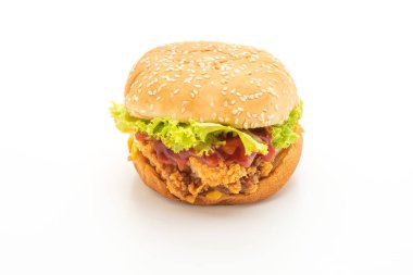 Beyaz arka plan üzerinde - sağlıksız yiyecek stil izole kızarmış tavuk burger