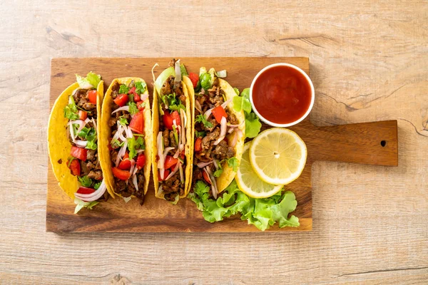 Tacos Con Carne Verduras Estilo Comida Mexicana — Foto de Stock