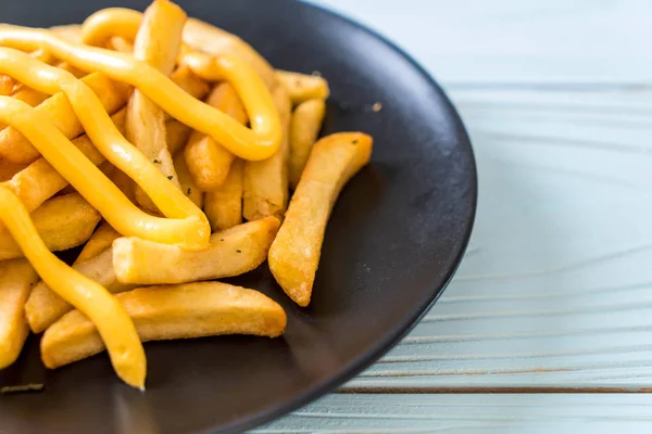 French Fries Cheese Unhealthy Food — Stock Photo, Image