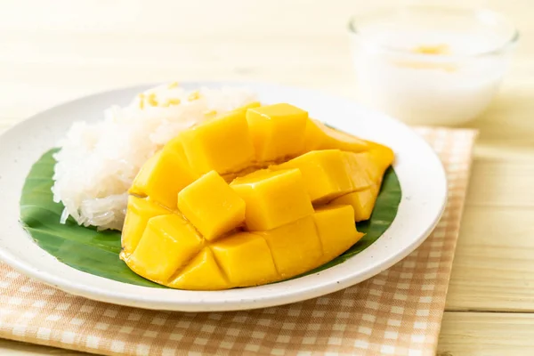 Mango Sticky Rice Popular Traditional Dessert Thailand — Stock Photo, Image