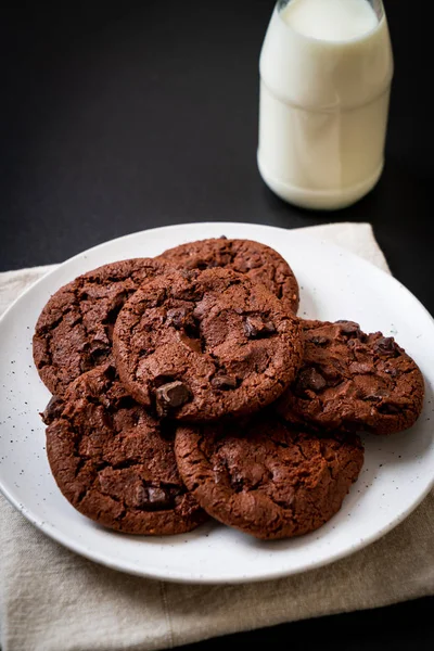 Galletas Chocolate Negro Con Chispas Chocolate — Foto de Stock