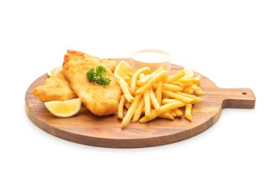 Kızartmalı balık ve patates kızartması.