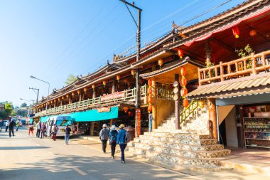 Mae Hong Son, Thailand - 17 Şubat 2019: Ban Rak Tay Köyü, A C