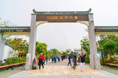 Hong Kong - 21 Şubat 2019: Tian Tan Buda aka Big Buddha olduğunu 