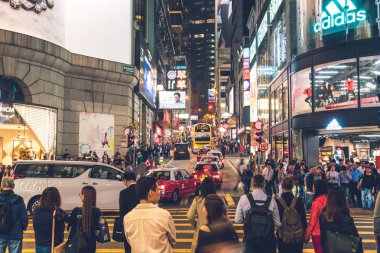 Hong Kong - 21 Şubat 2019: Ofis ve ticari binalar görünümünü ben