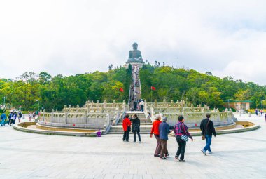 Hong Kong - 21 Şubat 2019: Tian Tan Buda aka Big Buddha olduğunu 