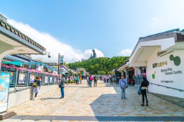Hong Kong - 21 Şubat 2019: Tian Tan Buda aka Big Buddha olduğunu 