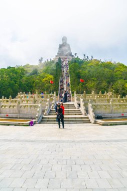 Hong Kong - 21 Şubat 2019: Tian Tan Buda aka Big Buddha olduğunu 