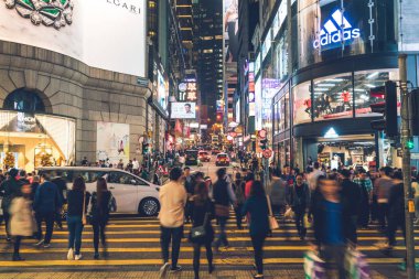 Hong Kong - 21 Şubat 2019: Ofis ve ticari binalar görünümünü ben