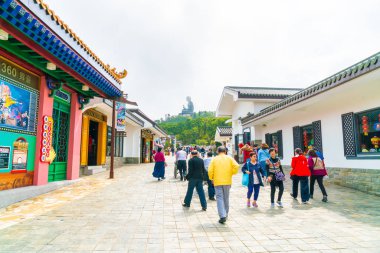 Hong Kong - 21 Şubat 2019: Tian Tan Buda aka Big Buddha olduğunu 