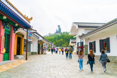 Hong Kong - 21 Şubat 2019: Tian Tan Buda aka Big Buddha olduğunu 