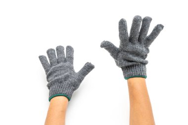 beyaz zemin üzerine eldiven