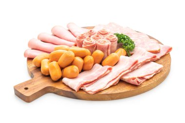 pastırma, sosis, jambon füme ve Barbekü domuz pastırması