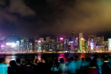Hong Kong şehir manzarası ve ışık