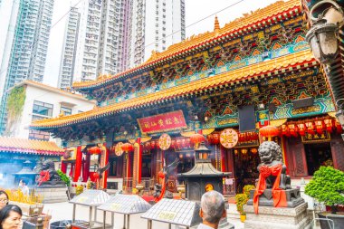 Kowloon, Hong Kong - 22 Şubat 2019: Wong Tai Sin Temple, ünlü 
