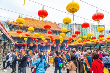 Kowloon, Hong Kong - 22 Şubat 2019: Wong Tai Sin Temple, ünlü 