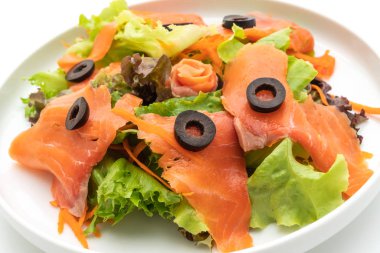 Füme somon salata - sağlıklı gıda tarzı