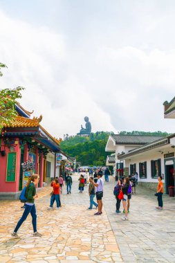 Hong Kong - 21 Şubat 2019: Tian Tan Buda aka Big Buddha olduğunu 