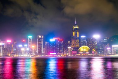 Hong Kong şehir manzarası ve ışık