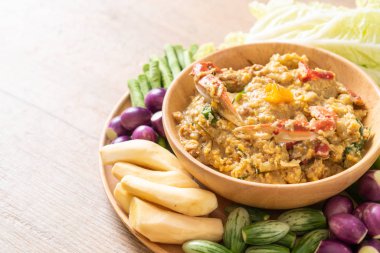 Chili Yapıştır kaynamaya yengeç veya Hindistan cevizi m ile yengeç ve soya sos ile