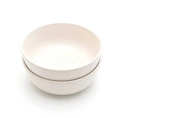 Тарілка і миска ізольовані на білому фоні — стокове фото