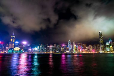 Hong Kong şehir manzarası ve ışık