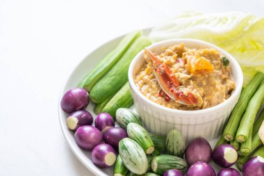 Chili Yapıştır kaynamaya yengeç veya Hindistan cevizi m ile yengeç ve soya sos ile