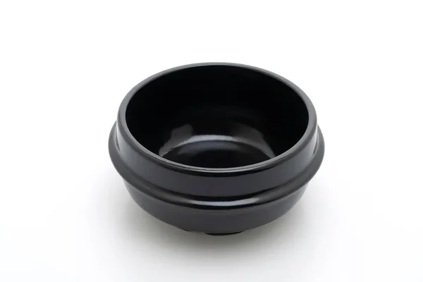 Sopa vazia tigela preta (panela de barro) em estilo coreano — Fotografia de Stock