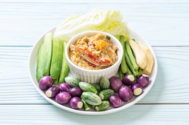 Chili Yapıştır kaynamaya yengeç veya Hindistan cevizi m ile yengeç ve soya sos ile