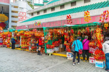 Kowloon, Hong Kong - 22 Şubat 2019: Wong Tai Sin Temple, ünlü 