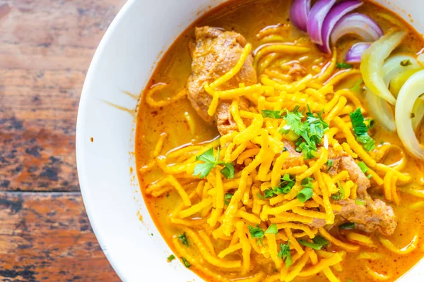 Thailand Northern Style Curried Noodle Soup with Chicken — Stock Photo, Image