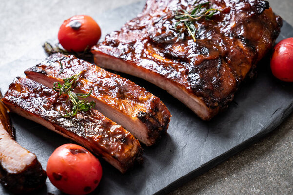 grilled barbecue ribs pork