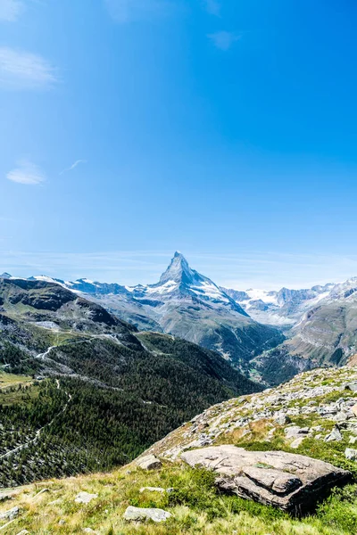 Gösterim Matterhorn Peak Zermatt, İsviçre. — Stok fotoğraf