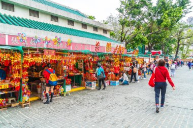 Kowloon, Hong Kong - 22 Şubat 2019: Wong Tai Sin Temple, ünlü 