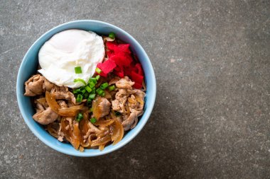 domuz eti pilav kasesi ile yumurta (Donburi) - Japon yemekleri 