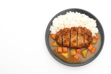 Çıtır çıtır kızarmış domuz pirzola köri ve pilav ile 