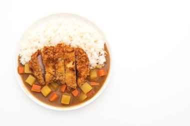 Çıtır çıtır kızarmış domuz pirzola köri ve pilav ile 