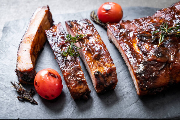 grilled barbecue ribs pork