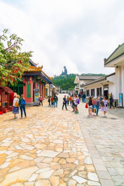 Hong Kong - 21 Şubat 2019: Tian Tan Buda aka Big Buddha olduğunu 