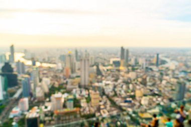 Soyut Blur Bangkok Cityscape Tayland günbatımı gökyüzü ile