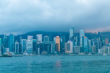 Hong Kong - 20 Şubat 2019: Victoria Limanı'Hong sahne 