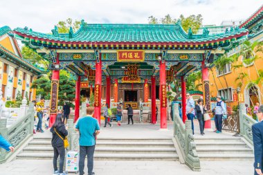 Kowloon, Hong Kong - 22 Şubat 2019: Wong Tai Sin Temple, ünlü 