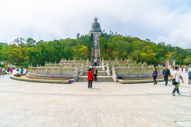 Hong Kong - 21 Şubat 2019: Tian Tan Buda aka Big Buddha olduğunu 