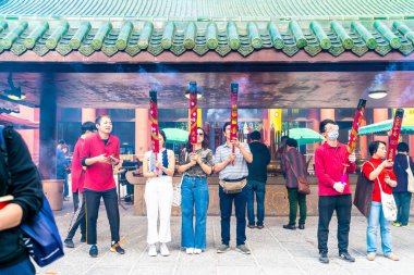 Hong Kong, Çin - 20 Şubat 2019: Che Kung Temple Hong görünümünü