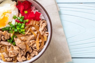 domuz eti pilav kasesi ile yumurta (Donburi) - Japon yemekleri 