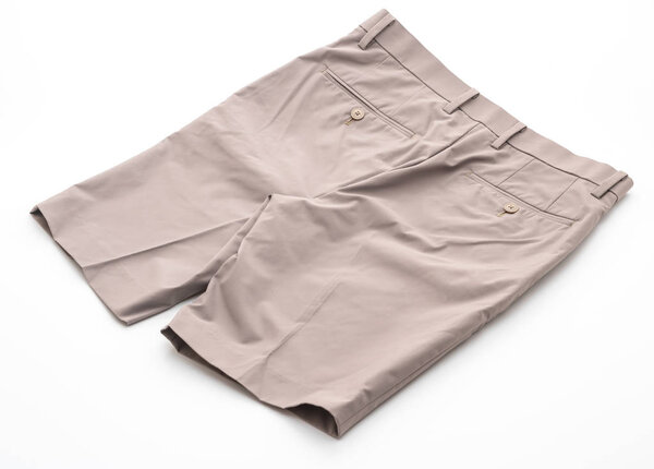 beige short pants isolated on white background