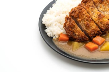 Çıtır çıtır kızarmış domuz pirzola köri ve pilav ile 