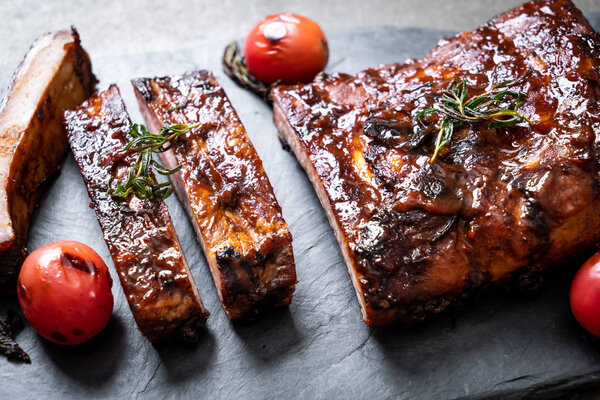 grilled barbecue ribs pork